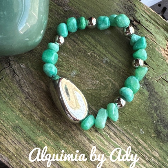 Alquimia Jewelry - Amazonite chunky beaded bracelet hematite/statement/boho